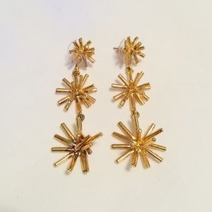 Stella & Dot Gold Starburst Dangle Earrings